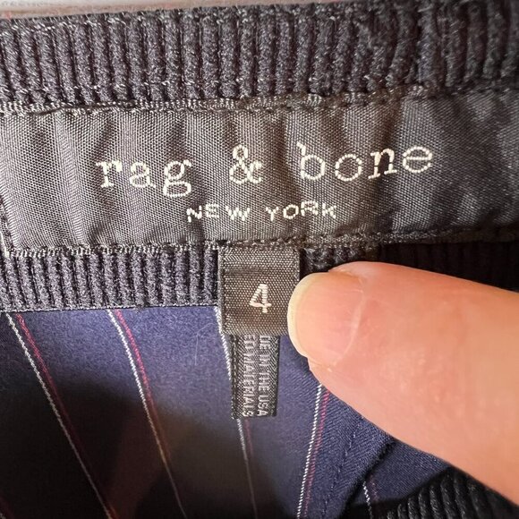 Rag and Bone Pants Womens Size 4 Navy Stripe Simone Snap Pant High Rise Career - Picture 2 of 16